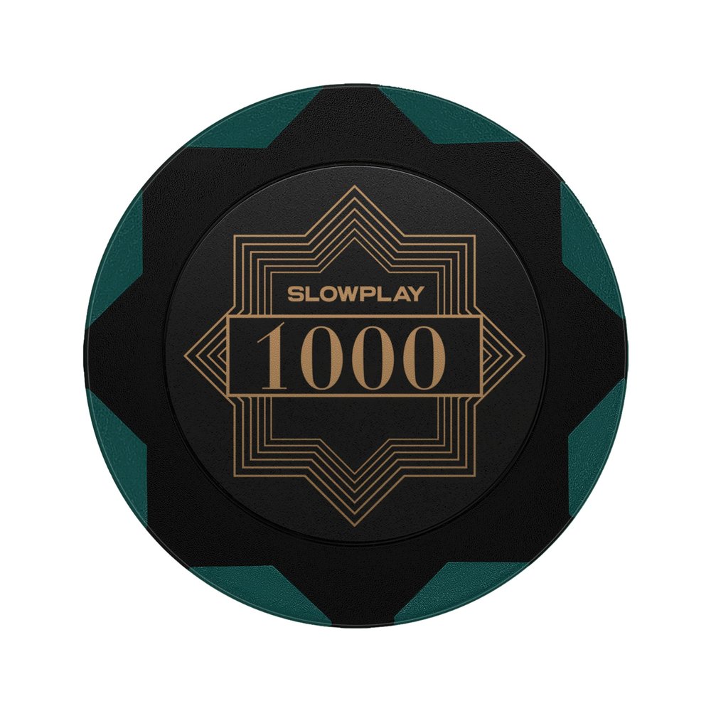 SLOWPLAY Nash Clay Poker Chips, 14 Grams Heavyweight Clay Composite, 40mm Large Chips in Bulk, Pack of 50 with Denomination of 1000