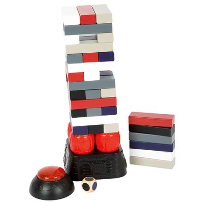 Wooden Dynamite Wobbling Tower by Small Foot  Fun Game with Wood Blocks, Dice & Timer  Fun for The Whole Family  Teaches Colors, Balance, Hand-Eye Coordination - Ages 3+ Years