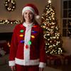16" Green and Red Flashing Retro Bulb Christmas Necklace view 2