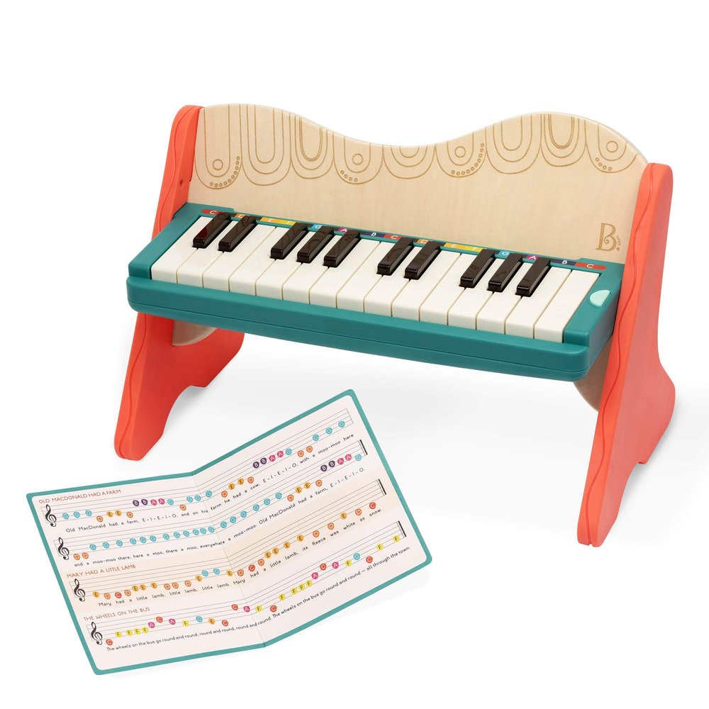 B. toys Wooden Toy Piano for Toddlers, Kids Color Coded Keys with Songbook Musical Instrument for Early Learning & Creativity 3+ Years Mini Maestro