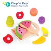 B. toys  Chop n' Play Fruits  Wooden Play Food Set  6 Hook  and  Loop Fruits to Cut  Safe Knife & Cutting Board  2+ Years view 2