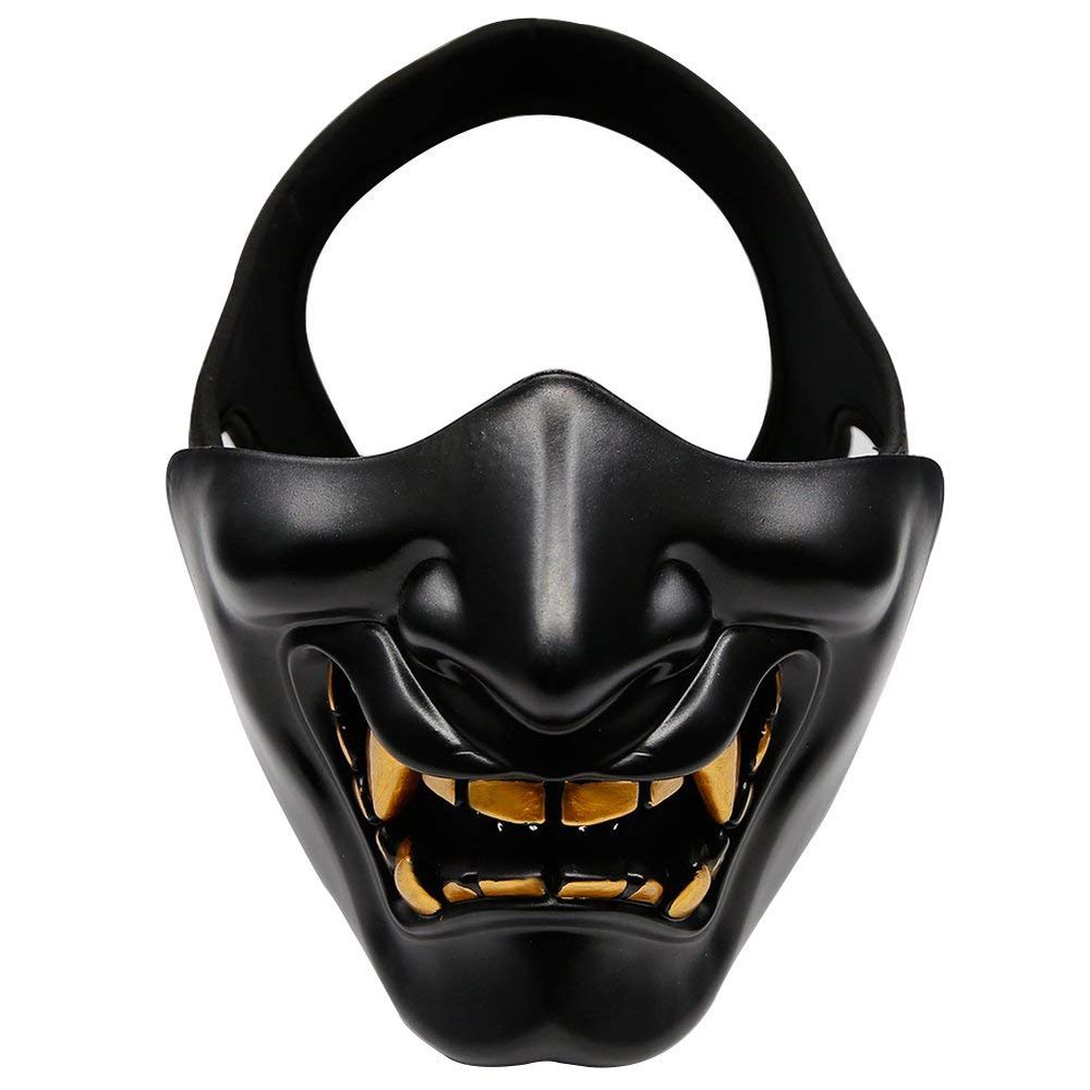 Half Face Mask Devil Smile Face Mask Halloween Party Mask Role-Playing, Masquerade, Costume Party And Movie Props CS War Game Half Face Mask