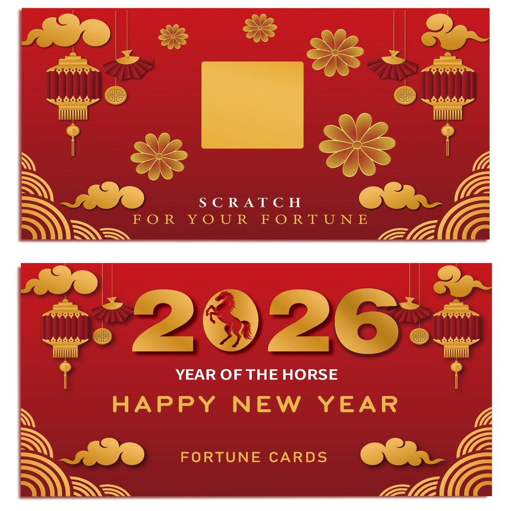 30 Count Chinese New Year 2026 Scratch Off Card Game - Year of the Horse Fortune Cards - Fun Activity for Lunar New Year, Chinese New Year's Celebration Party, Office Party - Decorations & Favors