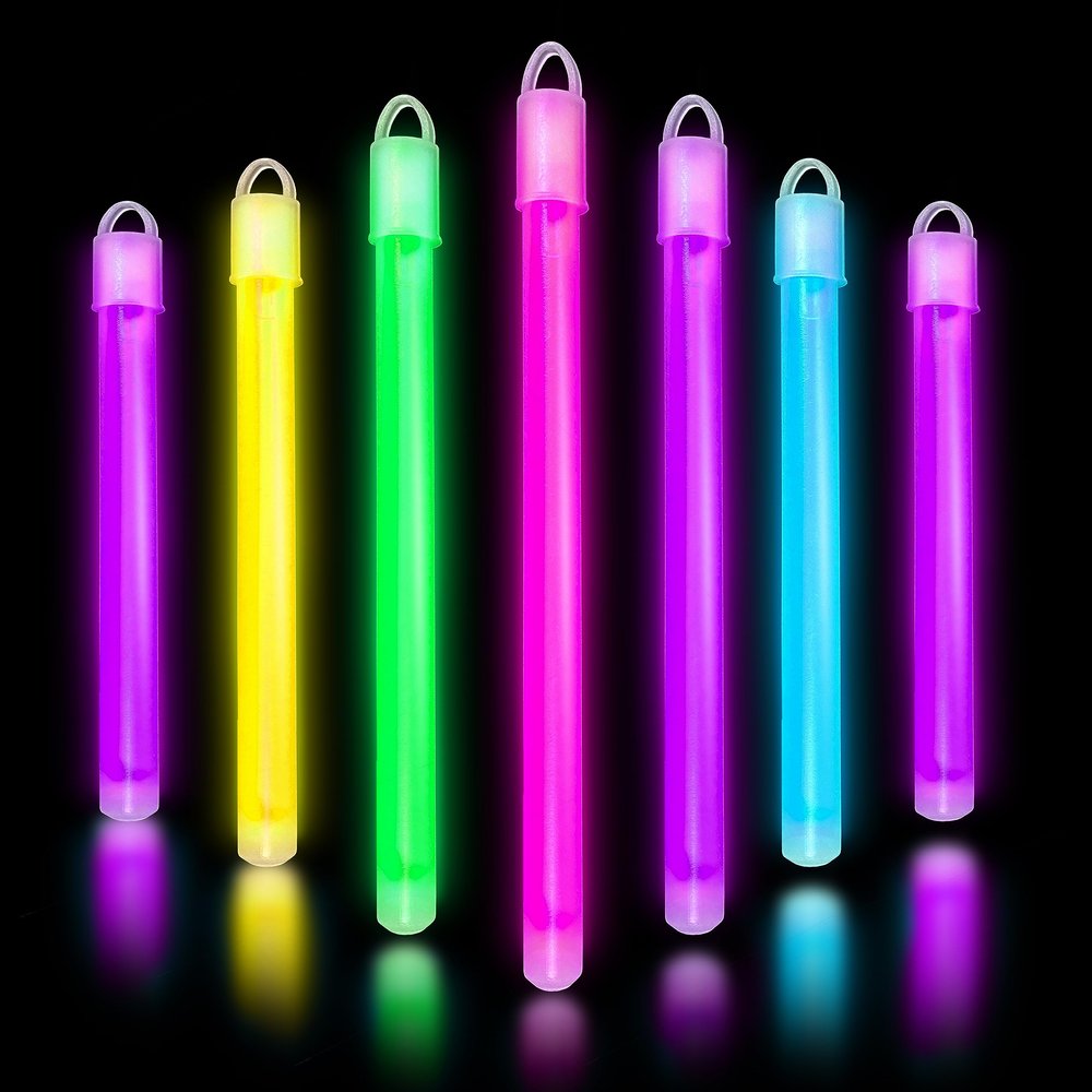 Glow Fever Glow in The Dark Sticks - 50 ct 6" Glow Sticks Bulk Party Pack with End Caps & Lanyards - Glow Party Favors for Concert, Festival, & Wedding Neon Light Sticks by Party Dragon, Multi