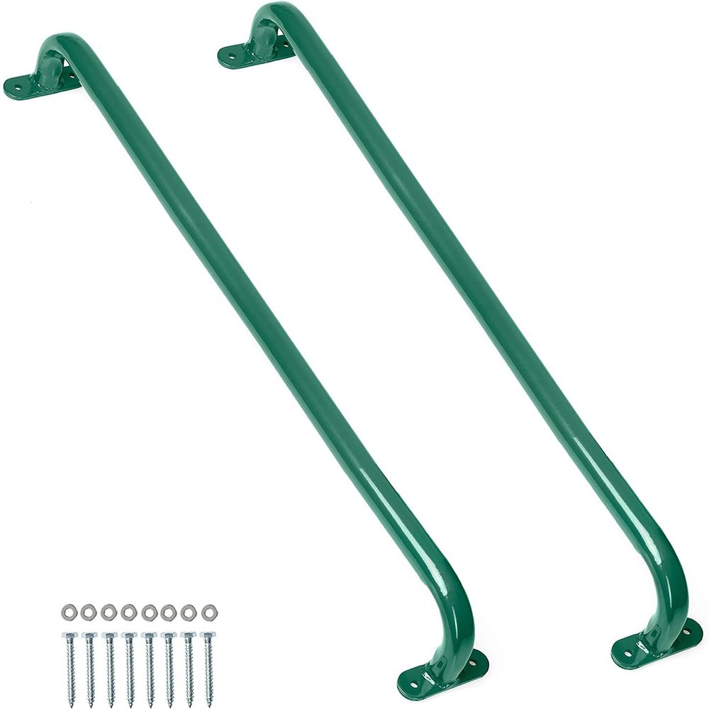 37 Inch Playground Accessories Metal Safety Handles  Long Green Grab Handle Bars for Playset Ladder, Jungle Gym, Monkey Bars, Swing Set, and More