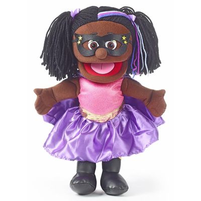 14" Superhero, Black Girl, Hand Puppet