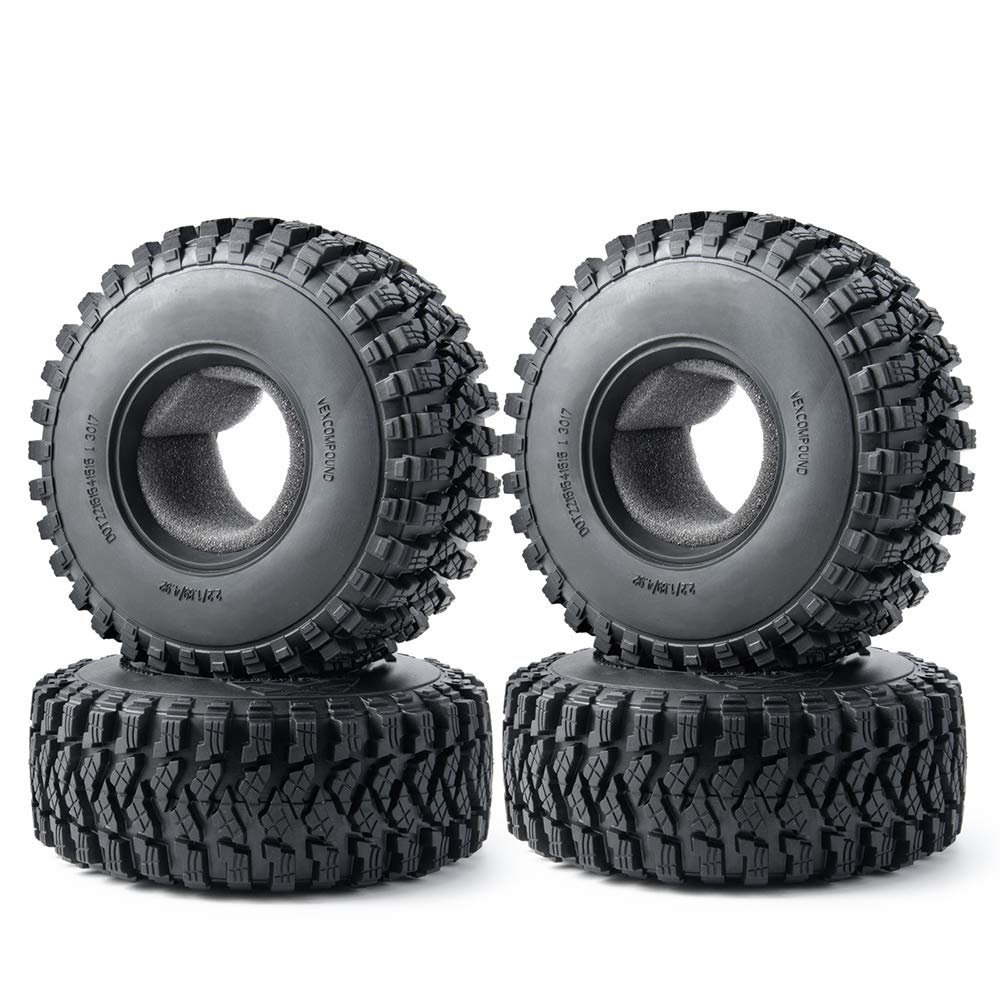 4pcs 2.2'' Rubber Tires OD with Foam 125mm for 1:10 RC Crawler Axial Wraith 90048 RR10 RC Car