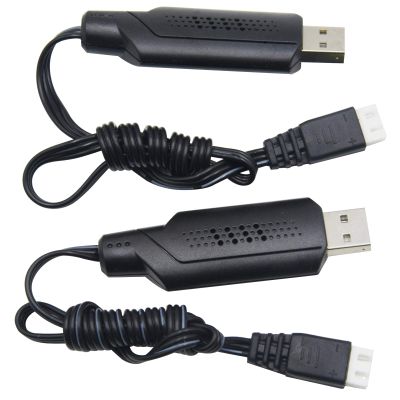 Blomiky 2 Pack 9125 7.4V 1.3A Lithium Battery Charger Cable with XH-3P Plug for Q903 9125 SCX24 1/10 1/12 1/16 1/14 1/18 Scales RC Car Truck Boat Drone 7.4V 2S Lipo or Li-ion Battery 9125 USB 2