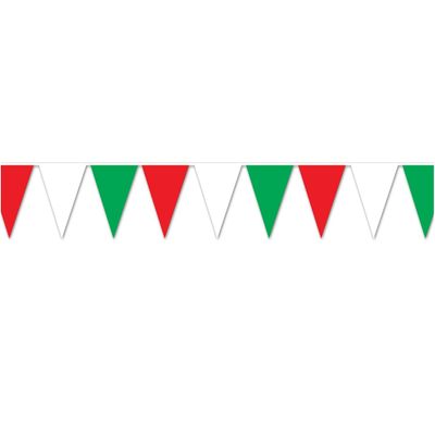 Club Pack of 12 White and Green Italian Outdoor Pennant Banner Hanging Party Decor 120'