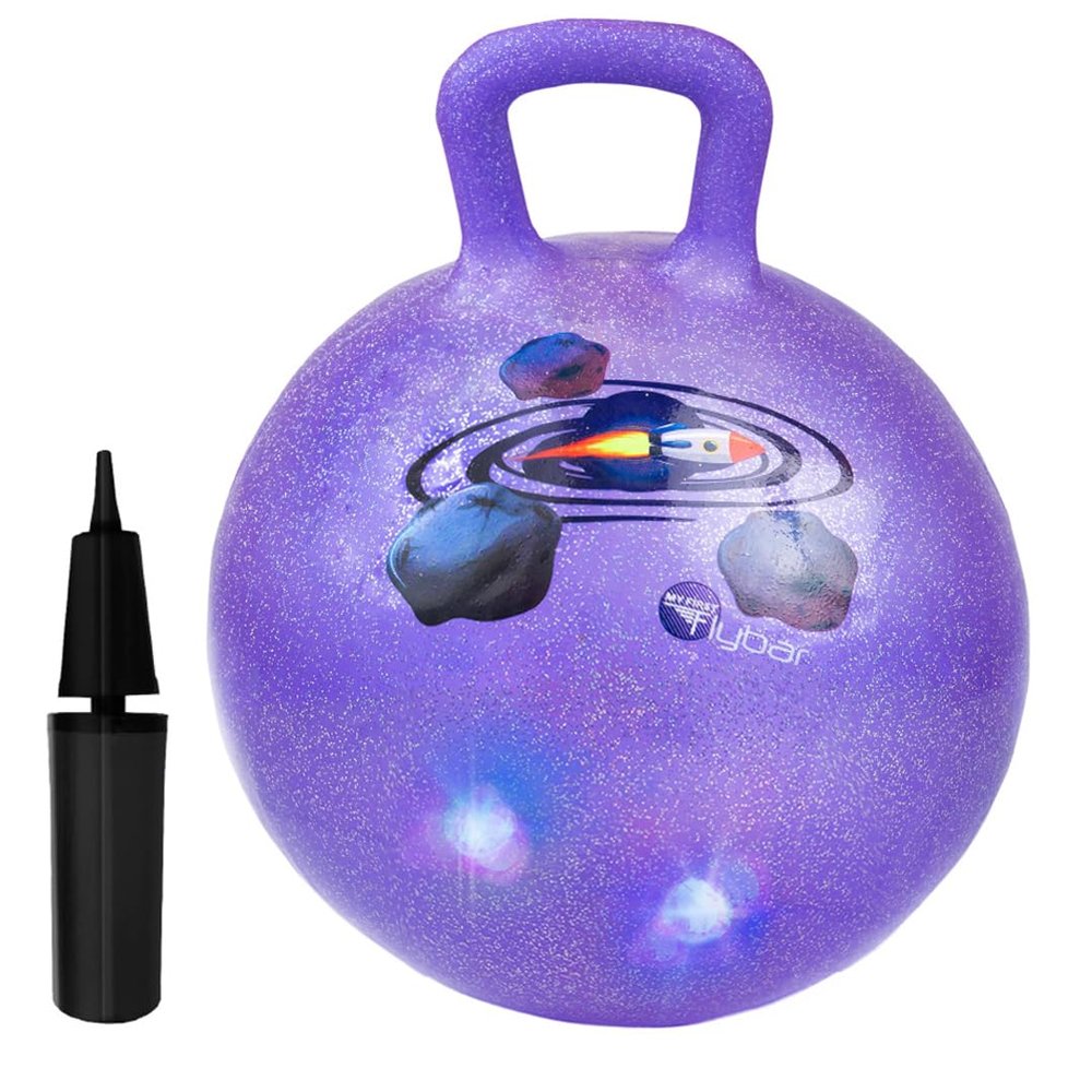 Flybar Hopper Ball for Kids, Inflatable Bouncy Ride-On Ball w/Handle for Indoor & Outdoor Active Play, Includes Pump, Jump Ball Toy for Boys & Girls, Supports Up to 165 lbs, Ages 3+, 18-Inch, Small
