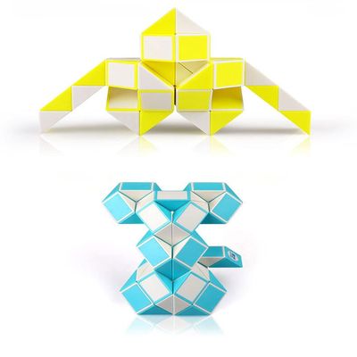 2 Pack Fidget Magic Snake Cube Puzzles Twist Ruler Speed Cubes Brain Teaser Game Toys for Kids Random Color (48 Block)