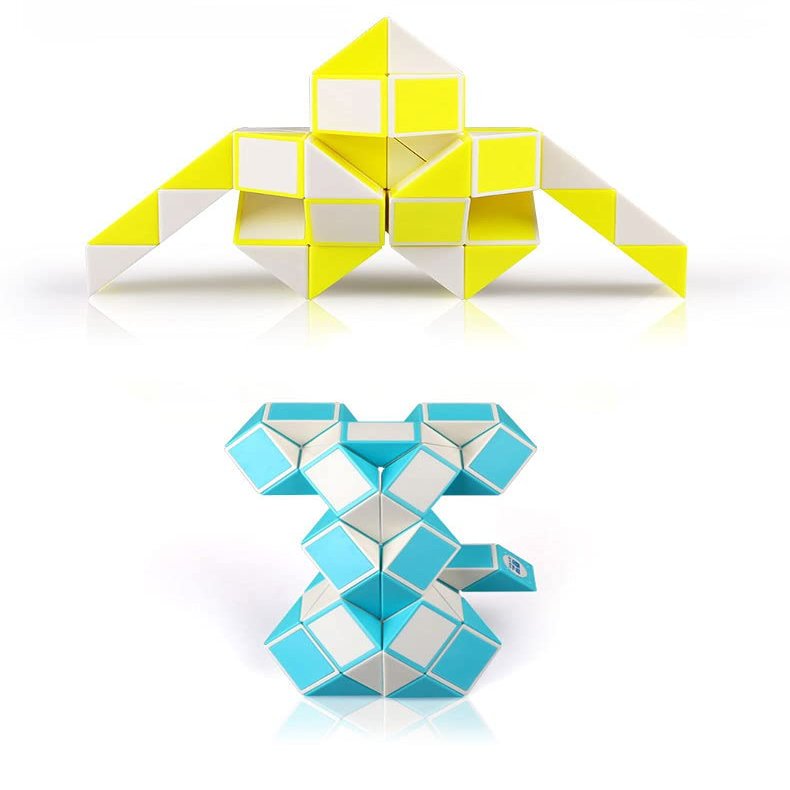 2 Pack Fidget Magic Snake Cube Puzzles Twist Ruler Speed Cubes Brain Teaser Game Toys for Kids Random Color (48 Block)