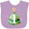 inktastic 1st Birthday Green Christmas Tree with Yellow Star Baby Bib Lavender 3d670 view 1