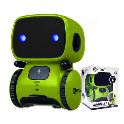 Contixo R1 Kids Robot Toy, Green Interactive Smart Robots With Voice Control Talking Dancing Learning Touch Sensor Compact Educational Portable Toy For Boys Girls Toddlers 3-8 Years Old Birthday Gifts