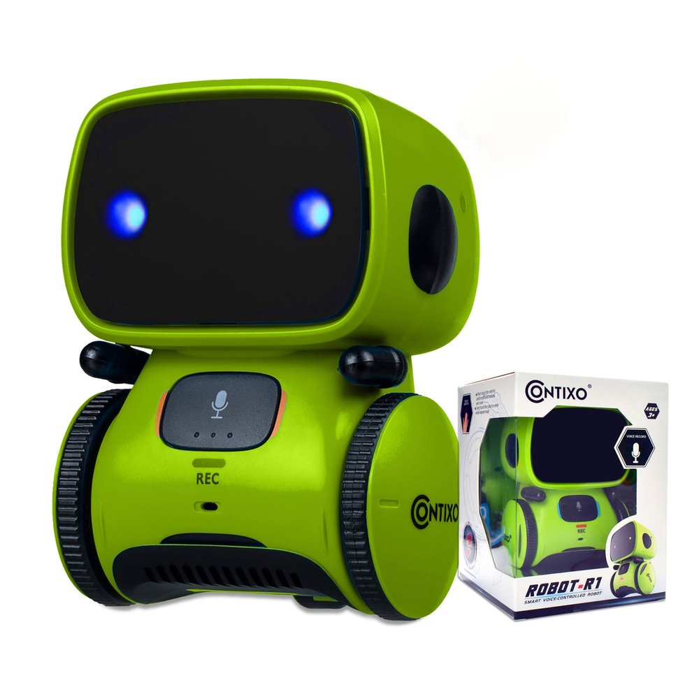 Contixo R1 Kids Robot Toy, Green Interactive Smart Robots With Voice Control Talking Dancing Learning Touch Sensor Compact Educational Portable Toy For Boys Girls Toddlers 3-8 Years Old Birthday Gifts