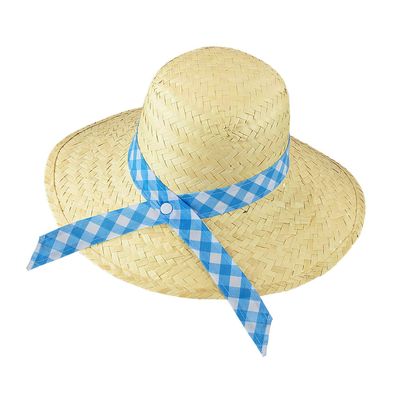 WIDMANN 29502  Straw Hat with Blue Band, Farmer's Straw Hat, Sun Protection, Festival, Carnival, Theme Party