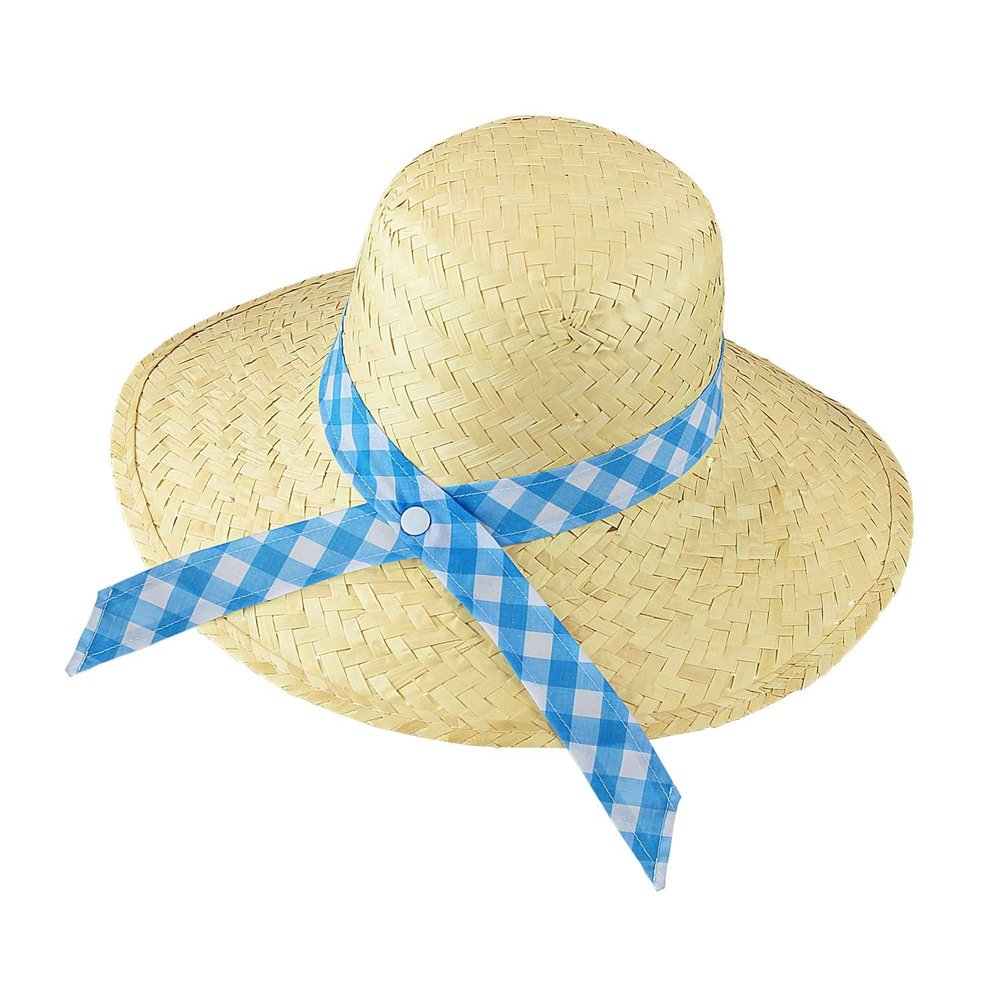 WIDMANN 29502 Straw Hat with Blue Band, Farmer's Straw Hat, Sun Protection, Festival, Carnival, Theme Party