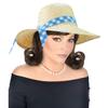 WIDMANN 29502  Straw Hat with Blue Band, Farmer's Straw Hat, Sun Protection, Festival, Carnival, Theme Party view 3