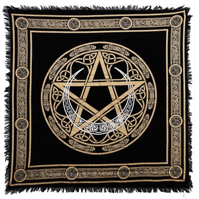 Indian Consigners Altar Cloth Crescent Pentagram Witchcraft Alter Tarot Spread Top Cloth Wiccan Square Spiritual 36 by 36 Sacred Crescent Pentagram