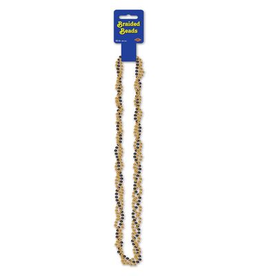 Club Pack of 12 Metallic Gold and Black Braided Party Bead Necklaces 33