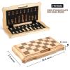 AMEROUS 15.6 inches Magnetic Wooden Chess Set, Handheld Style Chess Board Game Sets with Game Pieces Storage Slots - 2 Extra Queens - Gift Package, Chess for Beginner, Kids and Adults view 4