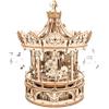 ROKR 3D Wooden Puzzles Music Box - DIY Model Building Kit Mechanical Merry-go-Round Exquisite Display Gifts for Teens Man/Woman Family view 1