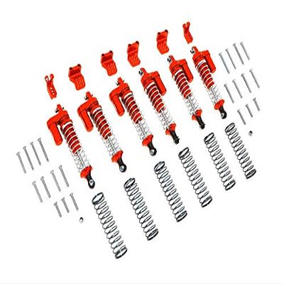 GPM For Traxxas TRX-6 MERC-Benz G63 (88096-4) Upgrade Parts Aluminum L-Shape Piggy Back Spring Dampers 90mm + Adjustable Damper Mount (Multiple Positioning Holes) - 42Pc Set Orange
