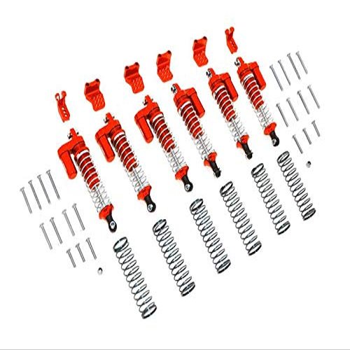 GPM For Traxxas TRX-6 MERC-Benz G63 (88096-4) Upgrade Parts Aluminum L-Shape Piggy Back Spring Dampers 90mm + Adjustable Damper Mount (Multiple Positioning Holes) - 42Pc Set Orange