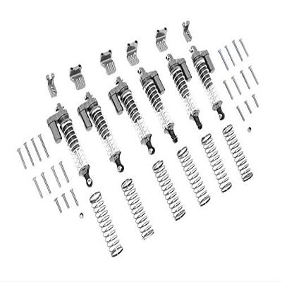 GPM For Traxxas TRX-6 MERC-Benz G63 (88096-4) Upgrade Parts Aluminum L-Shape Piggy Back Spring Dampers 90mm + Adjustable Damper Mount (Multiple Positioning Holes) - 42Pc Set Gray Silver