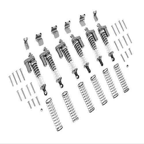 GPM For Traxxas TRX-6 MERC-Benz G63 (88096-4) Upgrade Parts Aluminum L-Shape Piggy Back Spring Dampers 90mm + Adjustable Damper Mount (Multiple Positioning Holes) - 42Pc Set Gray Silver