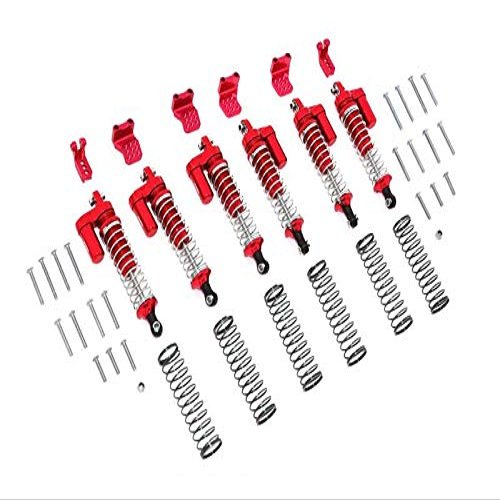 GPM For Traxxas TRX-6 MERC-Benz G63 (88096-4) Upgrade Parts Aluminum L-Shape Piggy Back Spring Dampers 90mm + Adjustable Damper Mount (Multiple Positioning Holes) - 42Pc Set Red