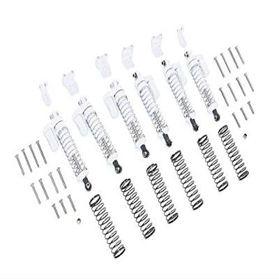 GPM For Traxxas TRX-6 MERC-Benz G63 (88096-4) Upgrade Parts Aluminum L-Shape Piggy Back Spring Dampers 90mm + Adjustable Damper Mount (Multiple Positioning Holes) - 42Pc Set Silver