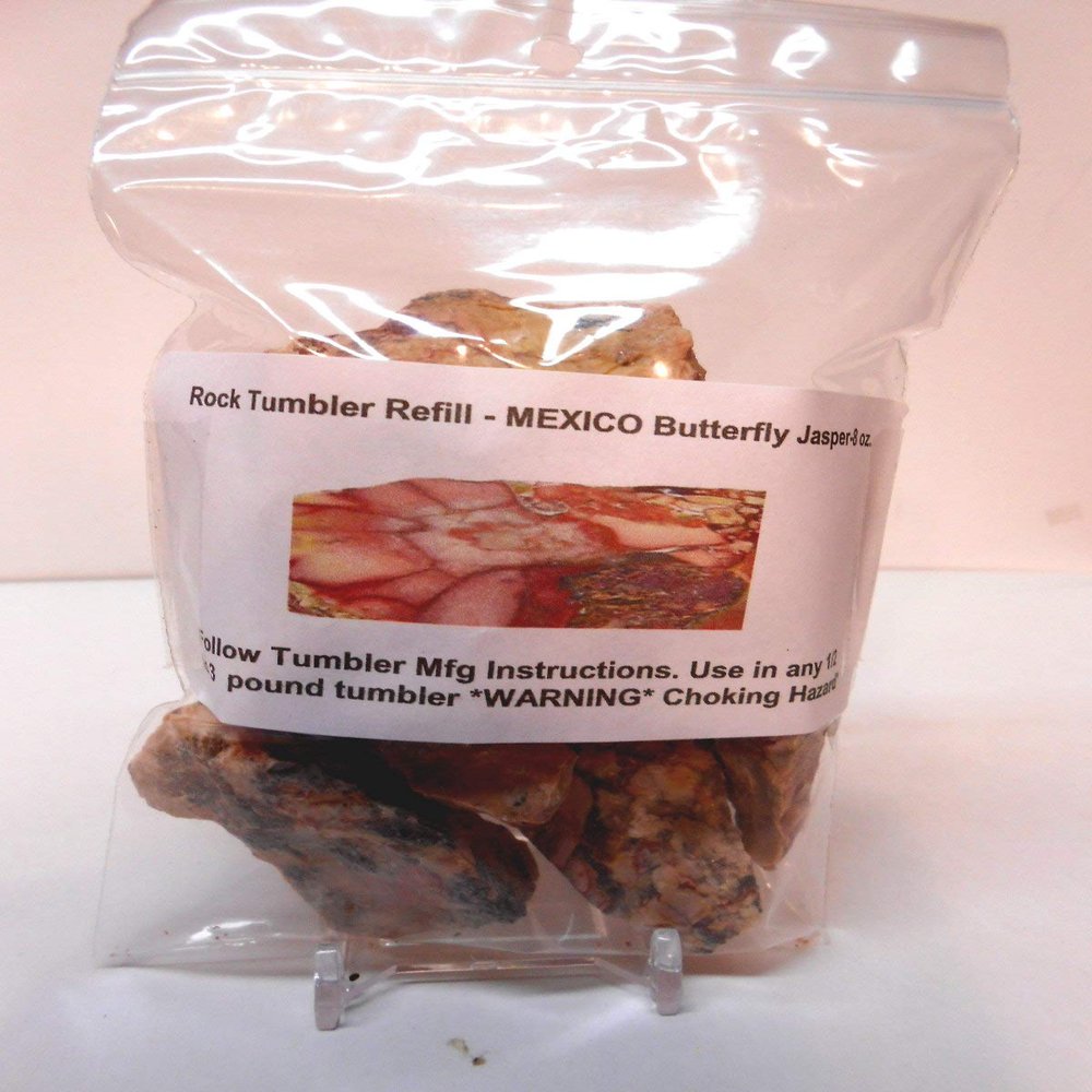 Rockhound's 1st Choice Rock Tumbler Gem Refill Kit Mexican Butterfly Jasper Rough 8oz
