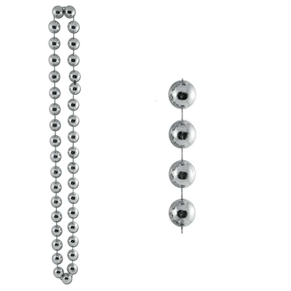 Party Central Club Pack of 12 Silver Birthday Jumbo Beaded Necklaces 40"