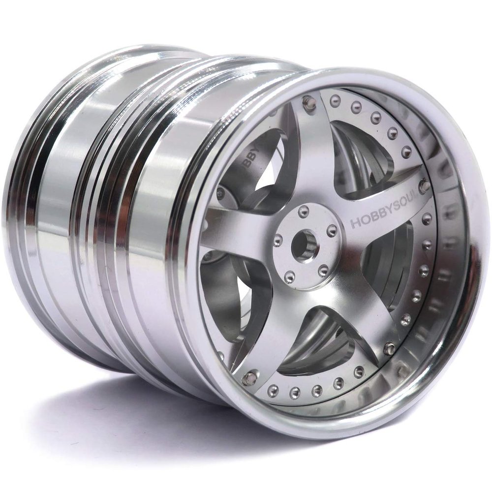 2pcs RC 1/10 Aluminum On Road Wheel Rims Hex 12mm Adjustable Offset Silver Color Fit for 1:10 RC On Road Drift Touring Street Car Tire Tyre
