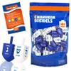 Zion Judaica Hanukkah Dreidels Blue & White Natural Wood with English Translation & Transliteration (100 Pack) view 1