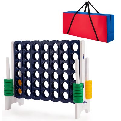 COSTWAY Jumbo 4-to-Score Giant Game Set with Storage Carrying Bag, 4 in A Row for Kids and Adults, Game Set with 42 Jumbo Rings & Quick-Release Slider, Perfect for Family Game