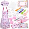 Anpro Complete Kids Cooking and Baking Set - 27 Pcs Includes Aprons for Girls, Chef Hat, Mitt & Utensil to Dress Up Chef Costume Career Role Play for 8-12 Years Girls view 1