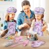 Anpro Complete Kids Cooking and Baking Set - 27 Pcs Includes Aprons for Girls, Chef Hat, Mitt & Utensil to Dress Up Chef Costume Career Role Play for 8-12 Years Girls view 3
