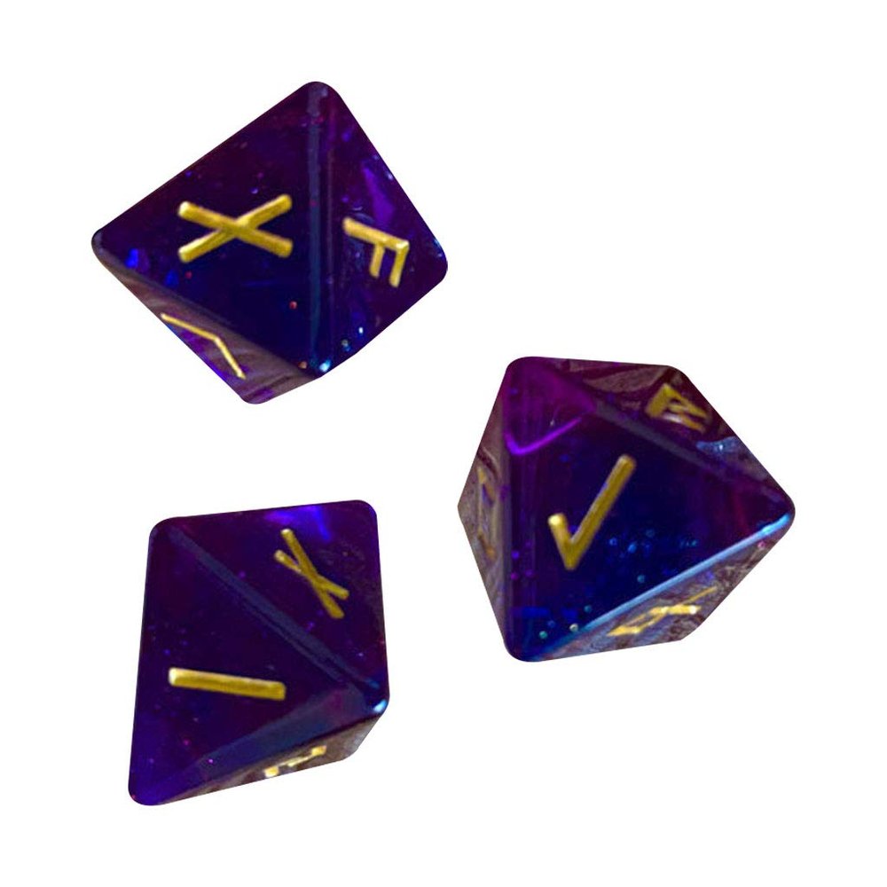 angwang Rune Dice,3 Pcs 8-Sided Rune Dice Resin Assorted Polyhedral Dice Set Divination Table Board Roll Party Cards Playing Game 1#