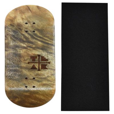 Teak Tuning Prolific Wooden Fingerboard Deck, The Graham Cracker - 34mm x 97mm - Handmade, Pro Shape & Size - Five Plies of Wood Veneer - Includes Prolific Foam Tape