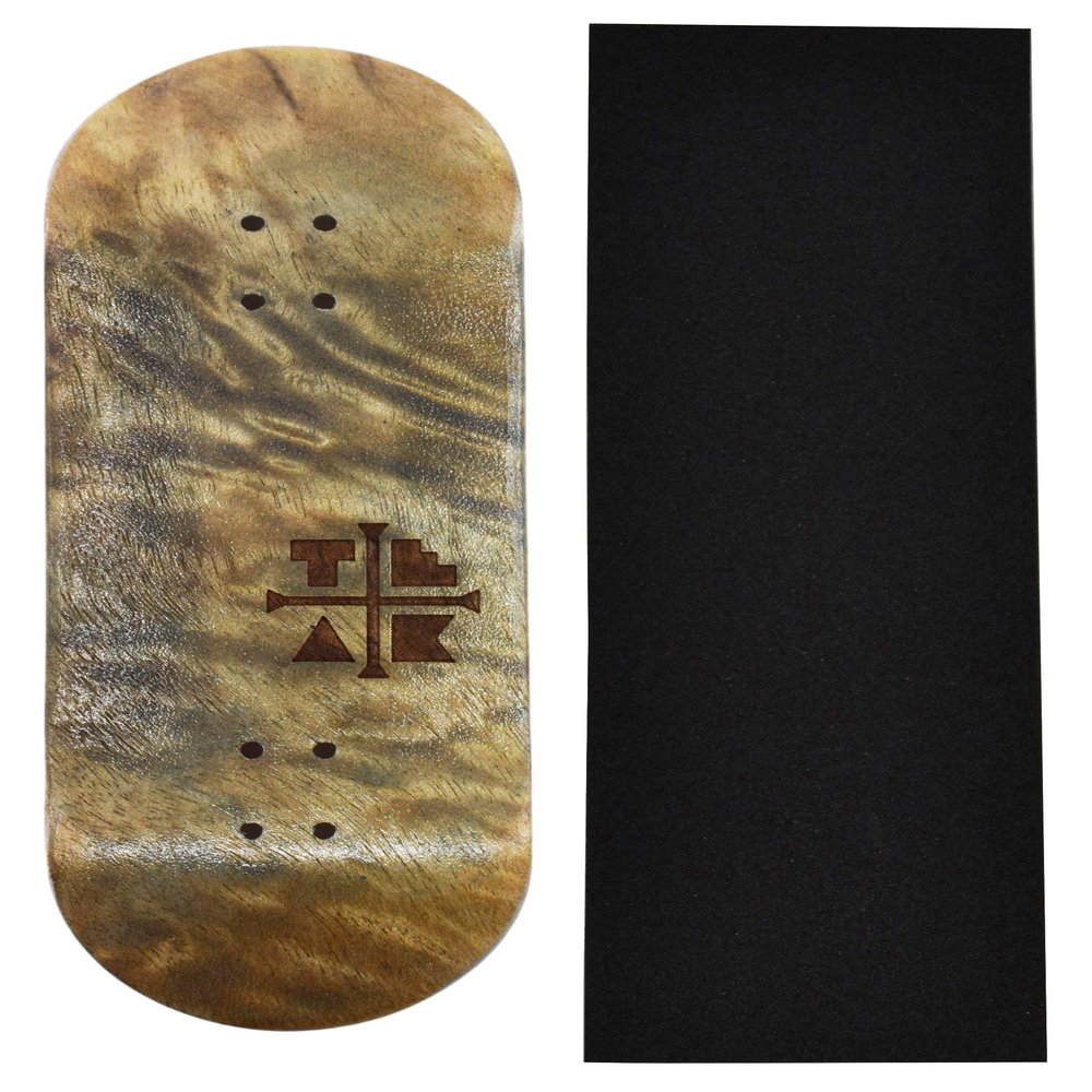 Teak Tuning Prolific Wooden Fingerboard Deck, The Graham Cracker - 34mm x 97mm - Handmade, Pro Shape & Size - Five Plies of Wood Veneer - Includes Prolific Foam Tape