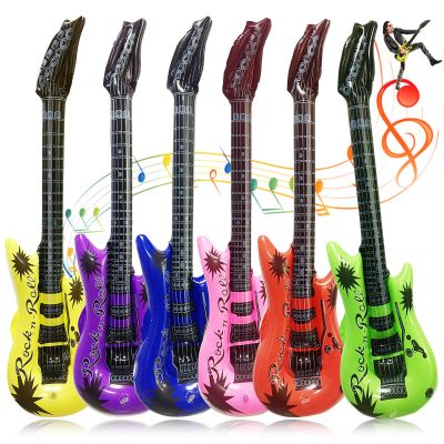 Assorted Color 36In Inflatable Guitar Toys for Kids Birthday Party, Karaoke Themed Rock and Roll Decor