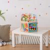Teamson Kids Preschool Play Lab 7-in-1 Large Wooden Activity Cube Station Center Bead Maze and Counting for Kids Baby Toys, Natural view 3