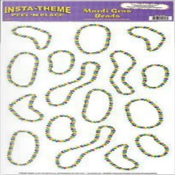 Club Pack of 12 Green and Yellow Mardi Gras Beads Peel 'N Place Festive Party Accessory Decorations