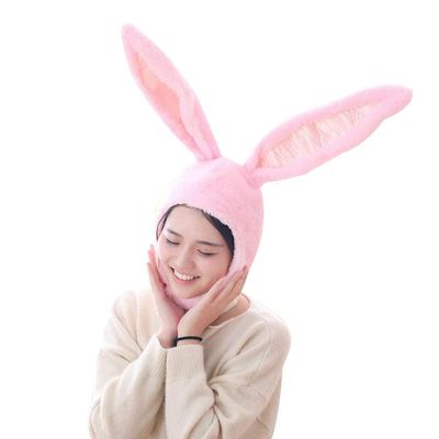 10AGIRL Cute Bunny hat Ears Fun Plush Hood Women Costume Winter hats super Warm Soft and Cozy (Rabbit (Pink)