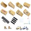Fingerboard Skate Park Toys, 8 Skatepark Deck Ramp for Finger Skateboard Park Kit Part Training Props with 4 Finger Decks 2 Finger Bike 1 Pair Skates and 1 Scooters for Boys or Girls Gift view 2