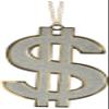 Amscan Glittery Dollar Sign Necklace, 52" | Silver | 1 Pc. view 1