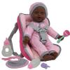 African American Doll Travel PlaySet - Baby Doll Car Seat Carrier Backpack with 12 Inch Soft Body Doll Includes Doll Bottles and Toy Accessories  (African American) view 1