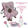 African American Doll Travel PlaySet - Baby Doll Car Seat Carrier Backpack with 12 Inch Soft Body Doll Includes Doll Bottles and Toy Accessories  (African American) view 3